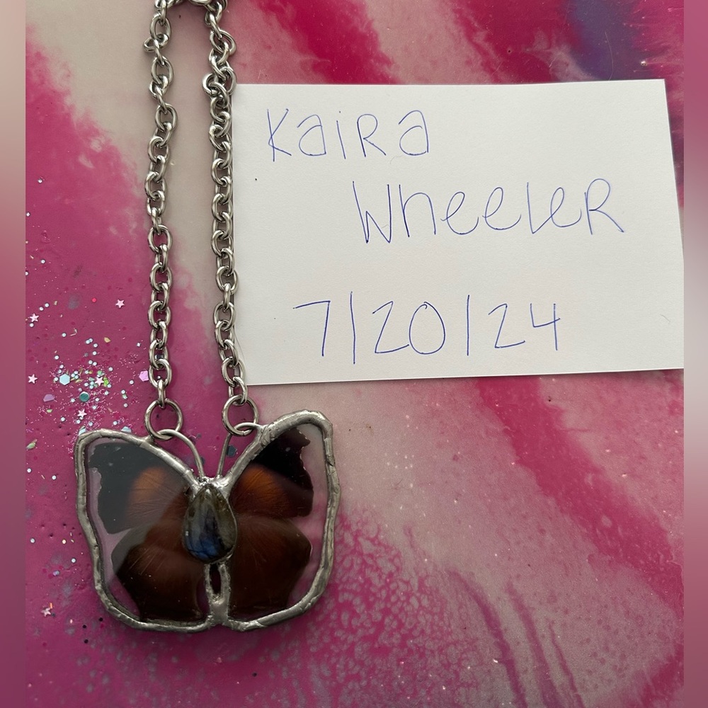 Handmade butterfly wing necklace